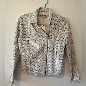 Anthropologie -  Dolan Women's Light Blue and White Patterned Bomber Jacket